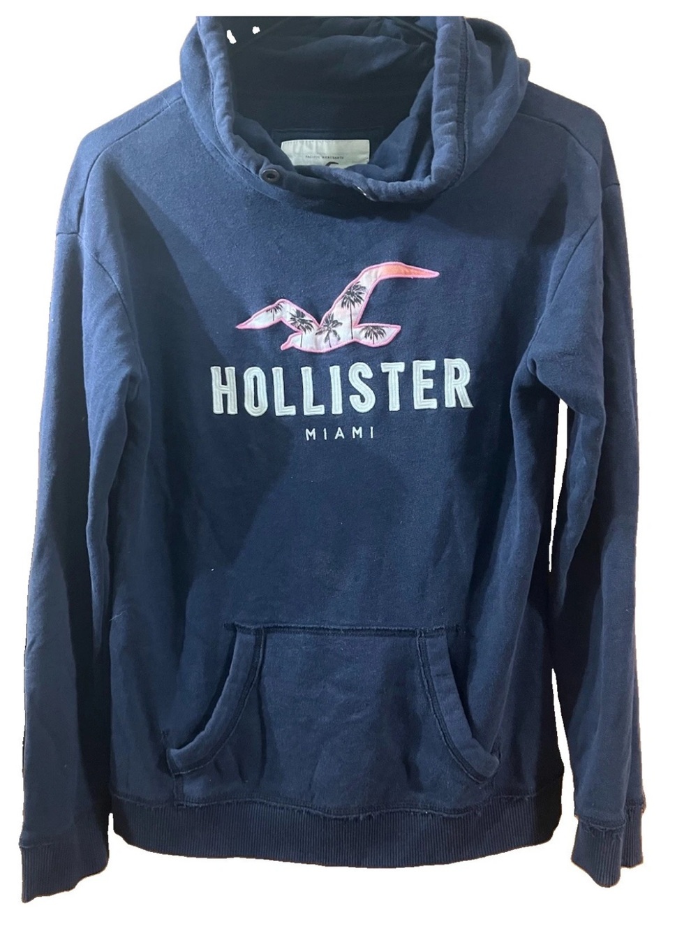 Hollister Hoodie S Blue Sweatshirt Miami Embroidered Logo Y2K Preppy